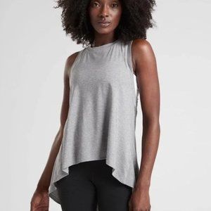 Athleta | Essence High Low Racerback Tank Lightweight Heathered Gray Size XS